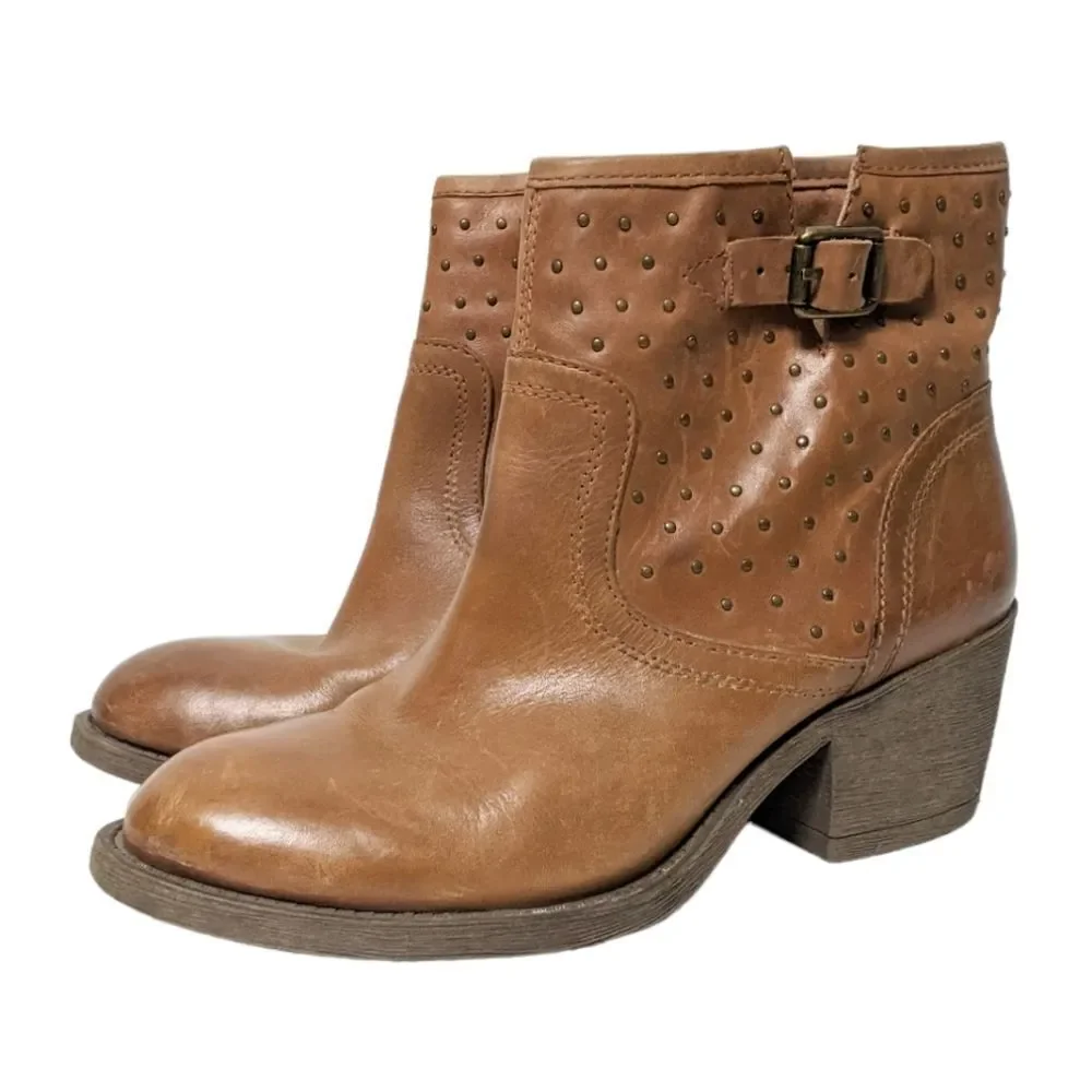 LUCKY BRAND Butler Leather Studded Ankle Boots 8.5
